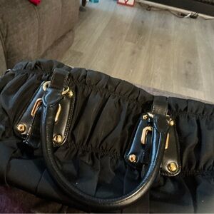 Prada Black Shoulder Bag with Gold Accents